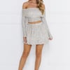 Shiny Side Bubble Mini Skirt Beige