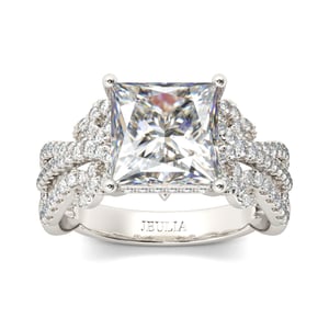 Jeulia Vintage Lace Design Princess Cut Sterling Silver Ring