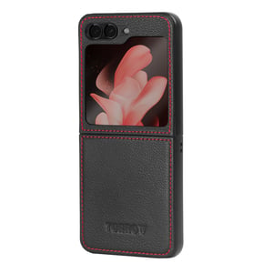 Galaxy Z Flip6 / Z Flip7 FE Leather Case (2024) - Black with Red Detail