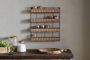 nkuku Montali Iron & Rattan Spice Rack | Kitchen Storage & Utility | One Size | Natural