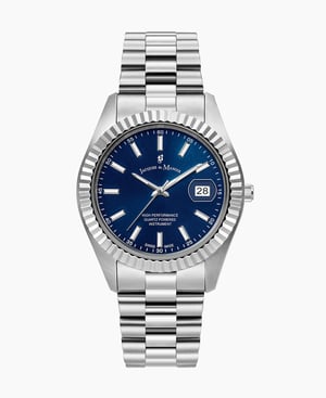 Inspiration Business 40mm Three-hands Date Silver-tone Blue dial Stainless steel swiss watch - 40 mm