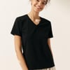 Stretch-Knit Bamboo Classic Basic Tee BELLE - Charcoal Black / V-Neck / S