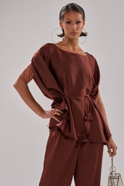 AKIRA High Society Blouse | Brown | Size Small/Medium