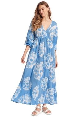 Tie Dye Maxi Kaftan Azure - L