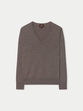 Organic Color Cashmere Timeless V-Neck Sweater - XL / taupe / WK1069-0057/0000