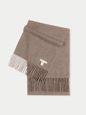 Organic Color Fringe Scarf - 170x30cm + 2x10cm fringes / Beige / AW01-57