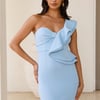 Newness Calling One Shoulder Mini Dress Blue