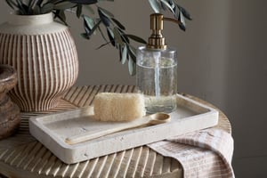 nkuku Ganda Travertine Vanity Tray | Bathroom | Small | Cream