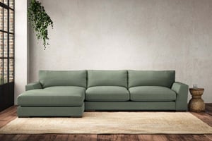 nkuku Guddu Large Left Hand Chaise Sofa | Make To Order | Brera Linen Jade | No Colour