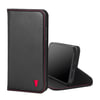 iPhone 11 Leather Case (with stand function) - Black with Red Detail