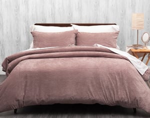 QE Home Corduroy Duvet Cover Set in Shadow Rose, Pink, Queen