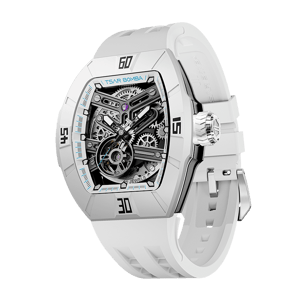TSAR BOMBA Men's Automatic Skeleton Watch | Interchangeable Luxury Design | Dynamic White | Atomic TB8218 | Fluororubber