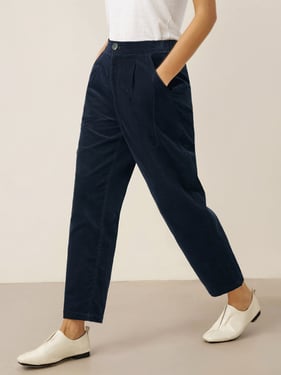 Cotton Elastic Waist Tapered Pants NIKKI - Charcoal Black / XXL