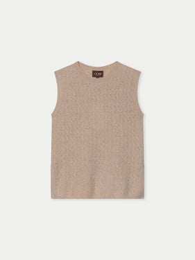 Organic Color Ajour Knit Crewneck Cashmere Vest - 2XL / Beige / WK1033-0002/0000