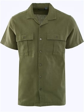 Brave Soul Button Through Short Sleeve Shirt - Khaki - XL