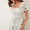 Blue Floral Shirred Bella Midi Dress