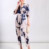 Navy Leaf Kimono Sleeve Jumpsuit - 18