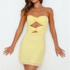 Texting You Strapless Mesh Mini Dress Yellow