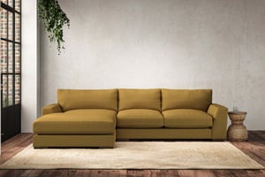 nkuku Guddu Left Hand Chaise Sofa | Make To Order | Medium | Recycled Cotton Ochre