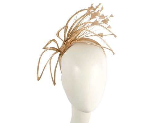 Thin outline gold fascinator with feathers