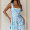 Clio Side Flare Hem Mini Dress Blue