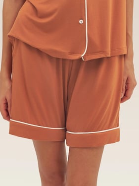 Short Sleeve Bamboo Pajama Set ODESSA - Halloween Orange / Bottoms / XXL