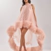AKIRA Ari Tulle Ruffle High Low Mini Dress In Blush | Size Large