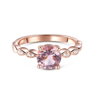 Jeulia Round Cut Synthetic Morganite Sterling Silver Ring