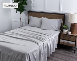 QE Home 310TC Bamboo Cotton Sheet Set with Activated Charcoal, Grey, Split King