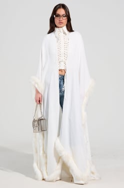 AKIRA Luxe Life Faux Fur Trim Poncho