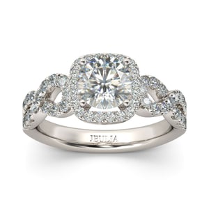 Jeulia Twist Halo Round Cut Sterling Silver Ring