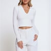 BASE Form Luxe Knit Collared Long Sleeve Top White