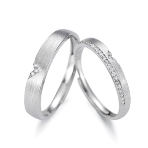 Jeulia Brushed Finish Sterling Silver Adjustable Couple's Rings