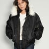 Zipped Hooded Flying Jacket in Black