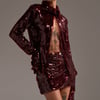 AKIRA Shining Down On You Sequin Button Down Top | Size Large