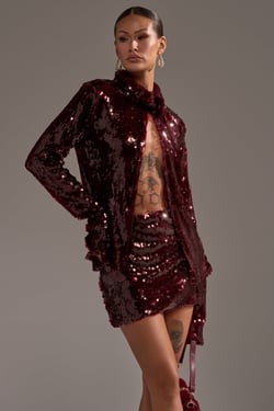 AKIRA Shining Down On You Sequin Button Down Top | Size XL