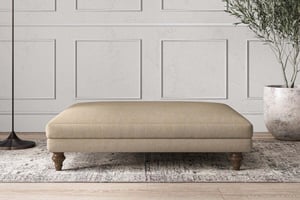 nkuku Deni Dining Footstool | Make To Order | Grand | Brera Linen Pebble