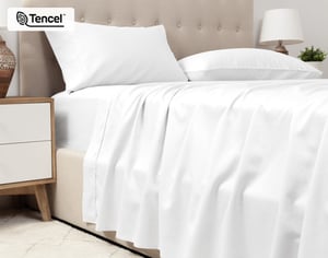 QE Home 500TC Eucalyptus Luxe TENCEL™ Lyocell Sheet Set Flat Sheet in White, King