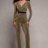 Goddiva Lurex Wrap Bodice Romper - Gold