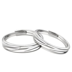 Jeulia "Love Never Fails" Simple Matte Adjustable Sterling Silver Couple Rings