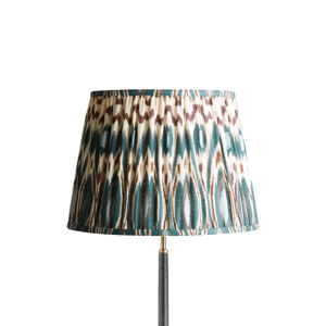 40cm straight empire printed linen ikat shade in teal heraldic
