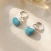 Raw Turquoise December Birthstone Silver Huggies