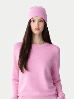 $99 Cashmere Hat & Sweater - XL / pink frosting / WK203/AK98-1852