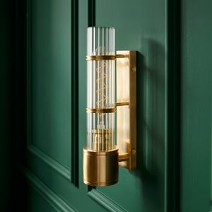 Jet wall light in brass and clear glass