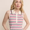 Yellow and Red Striped Collared Ribbed Vest