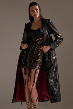 AKIRA Unbreakable Satin Lace Up Mini Dress | Black | Size 2X