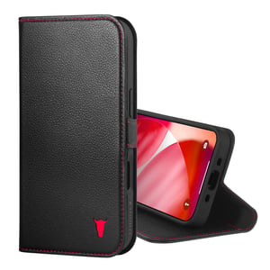 iPhone Air Leather Case (MagSafe Charging) - Black with Red Detail