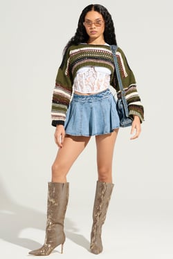 AKIRA Too Pretty For You Mini Skirt | Light Blue | Size Small