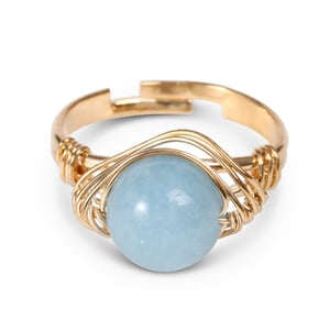 Jeulia "Courage & Communication" Natural Aquamarine Adjustable Ring