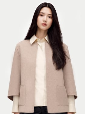Organic Color Cashmere Patch Pocket Cashmere Poncho Jacket - One Size / taupe / WC0130-0057/0002